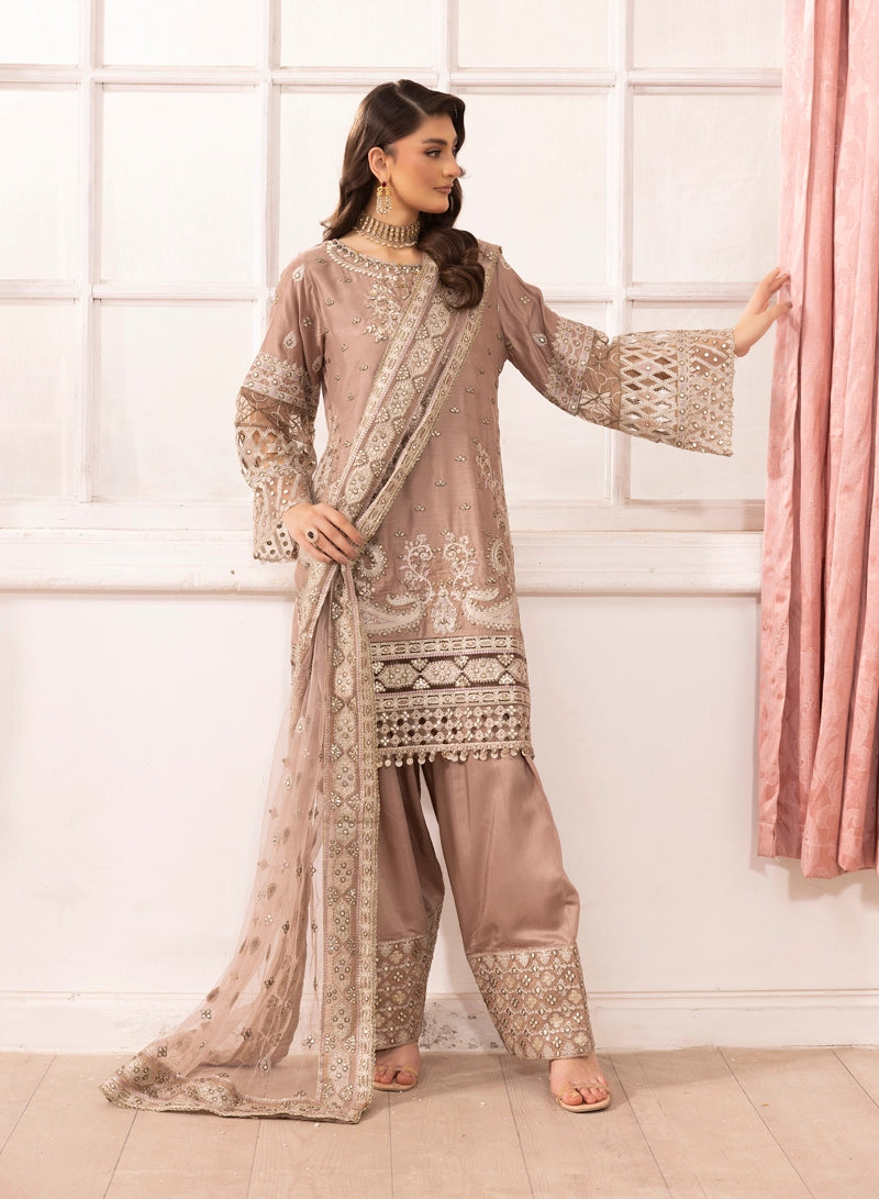 Imrozia Premium Inspired Embroidered 3 Piece Farshi Salwar Wedding Outfit - Desi Posh
