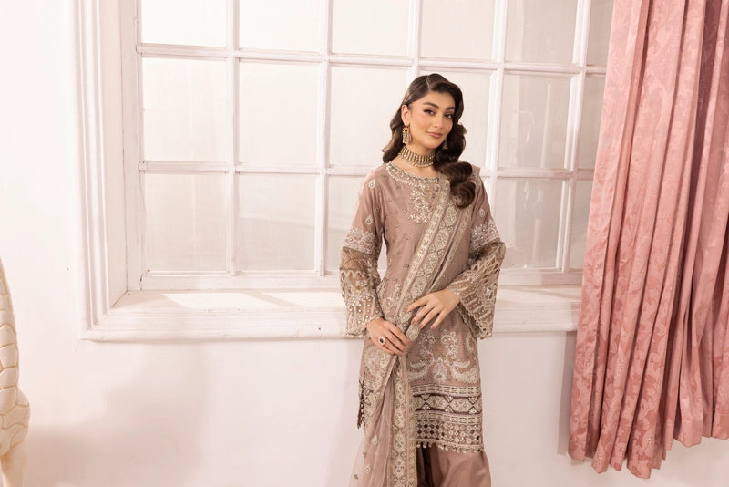 Imrozia Premium Inspired Embroidered 3 Piece Farshi Salwar Wedding Outfit - Desi Posh