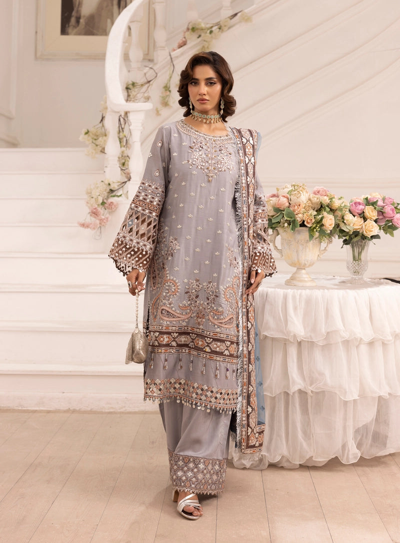 Imrozia Premium Inspired Embroidered 3 Piece Palazzo Wedding Outfit