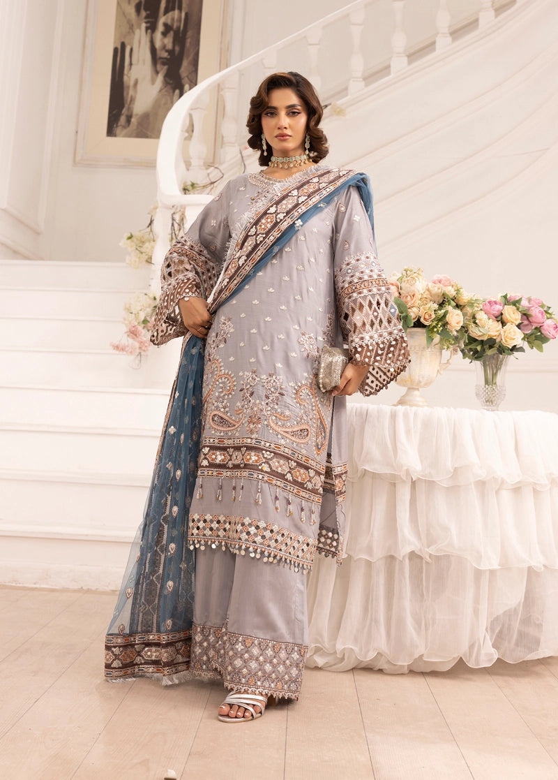 Imrozia Premium Inspired Embroidered 3 Piece Palazzo Wedding Outfit