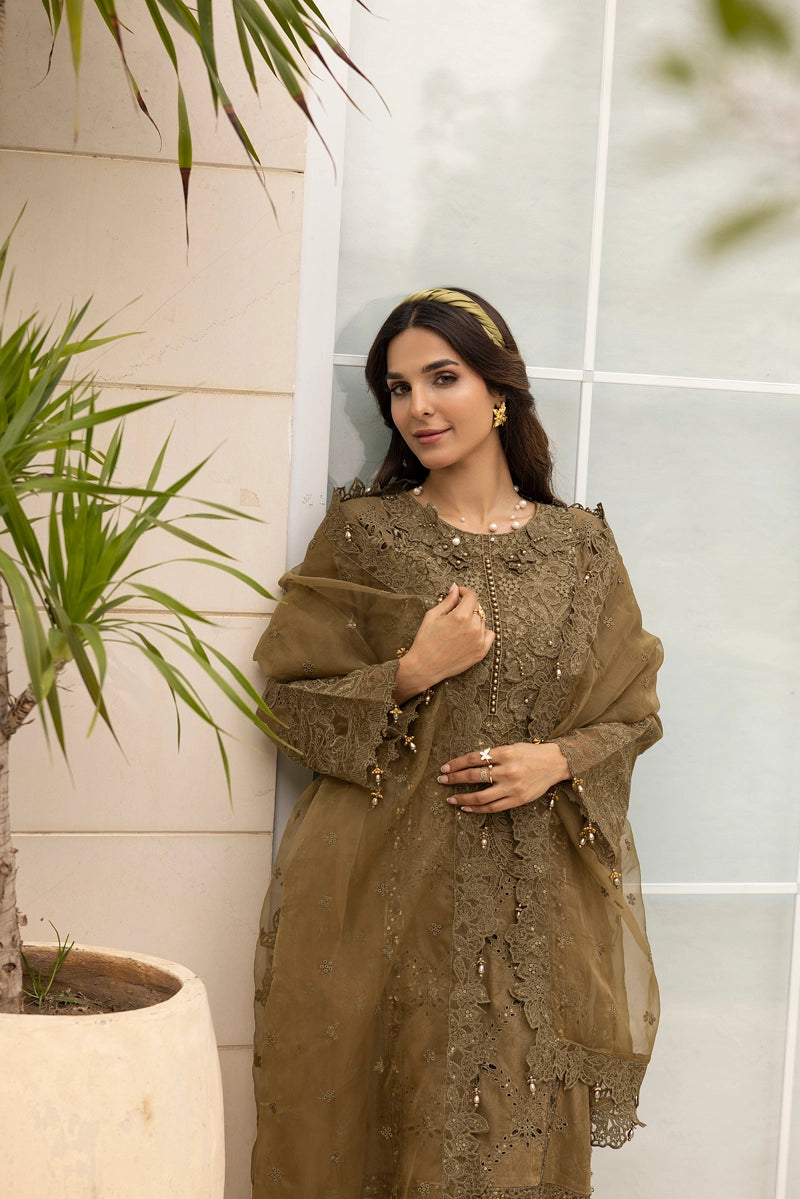 Ivana Luxe Chikan Embroidered 3 Piece Outfit With Net Dupatta AL1001