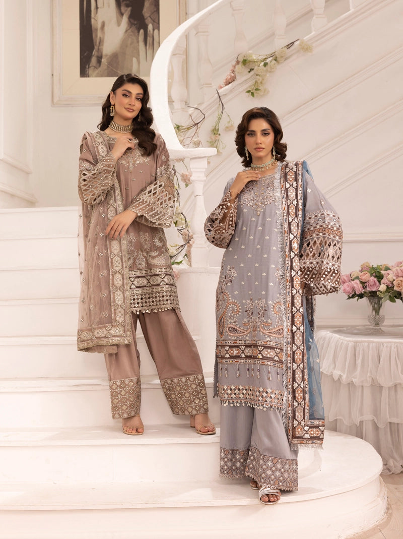 Imrozia Premium Inspired Embroidered 3 Piece Palazzo Wedding Outfit