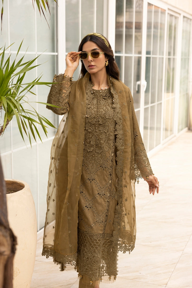 Ivana Luxe Chikan Embroidered 3 Piece Outfit With Net Dupatta AL1001