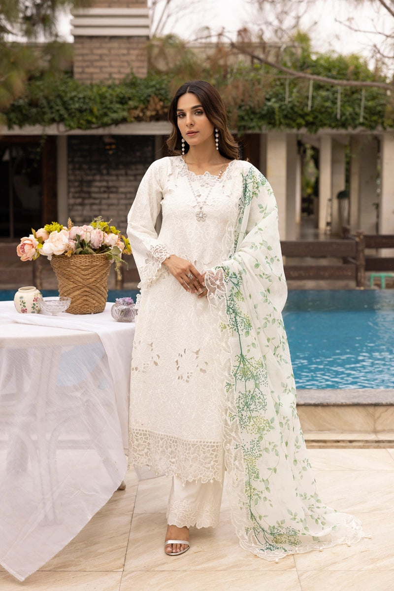 Ivana Luxe Chikan Embroidered 3 Piece Outfit With Net Dupatta AL1000