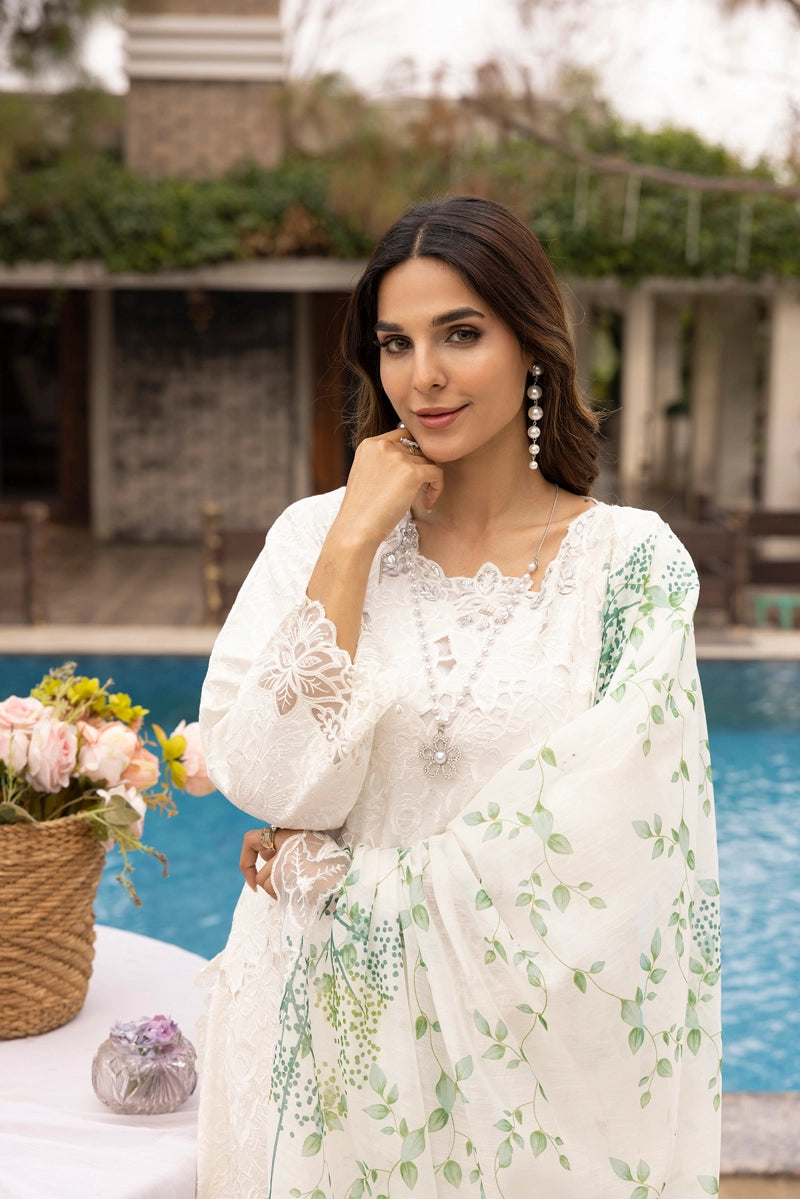 Ivana Luxe Chikan Embroidered 3 Piece Outfit With Net Dupatta AL1000