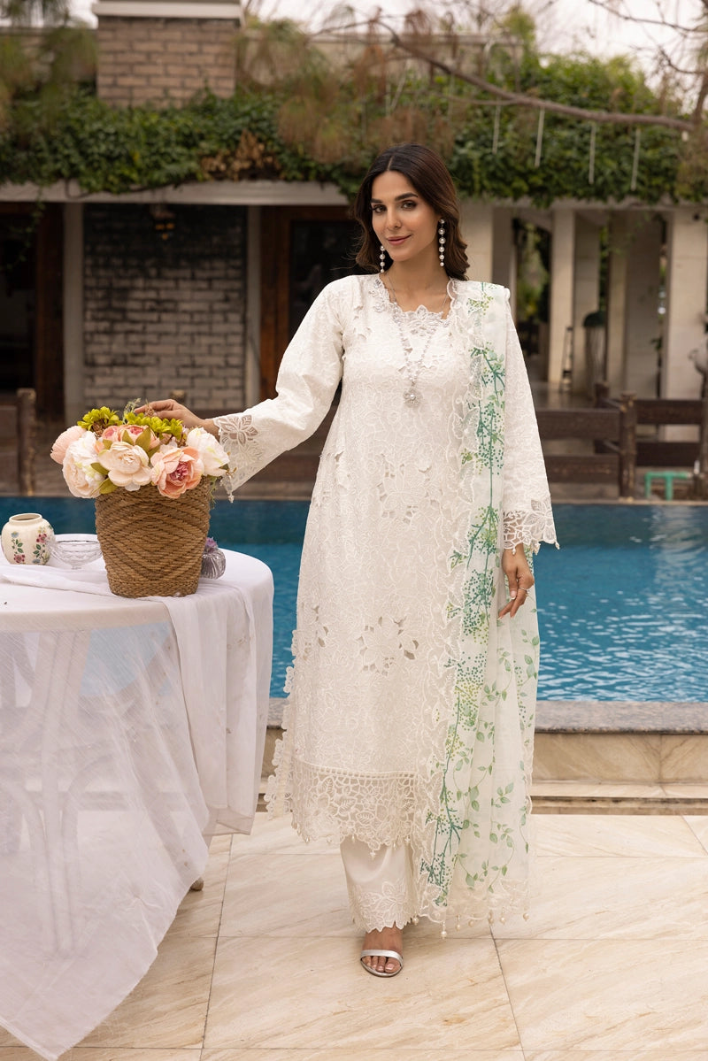 Ivana Luxe Chikan Embroidered 3 Piece Outfit With Net Dupatta AL1000