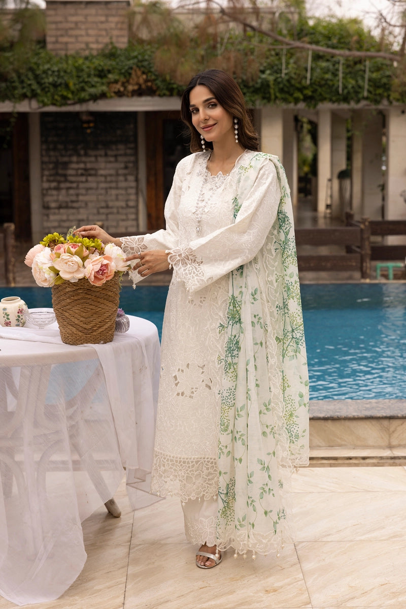 Ivana Luxe Chikan Embroidered 3 Piece Outfit With Net Dupatta AL1000