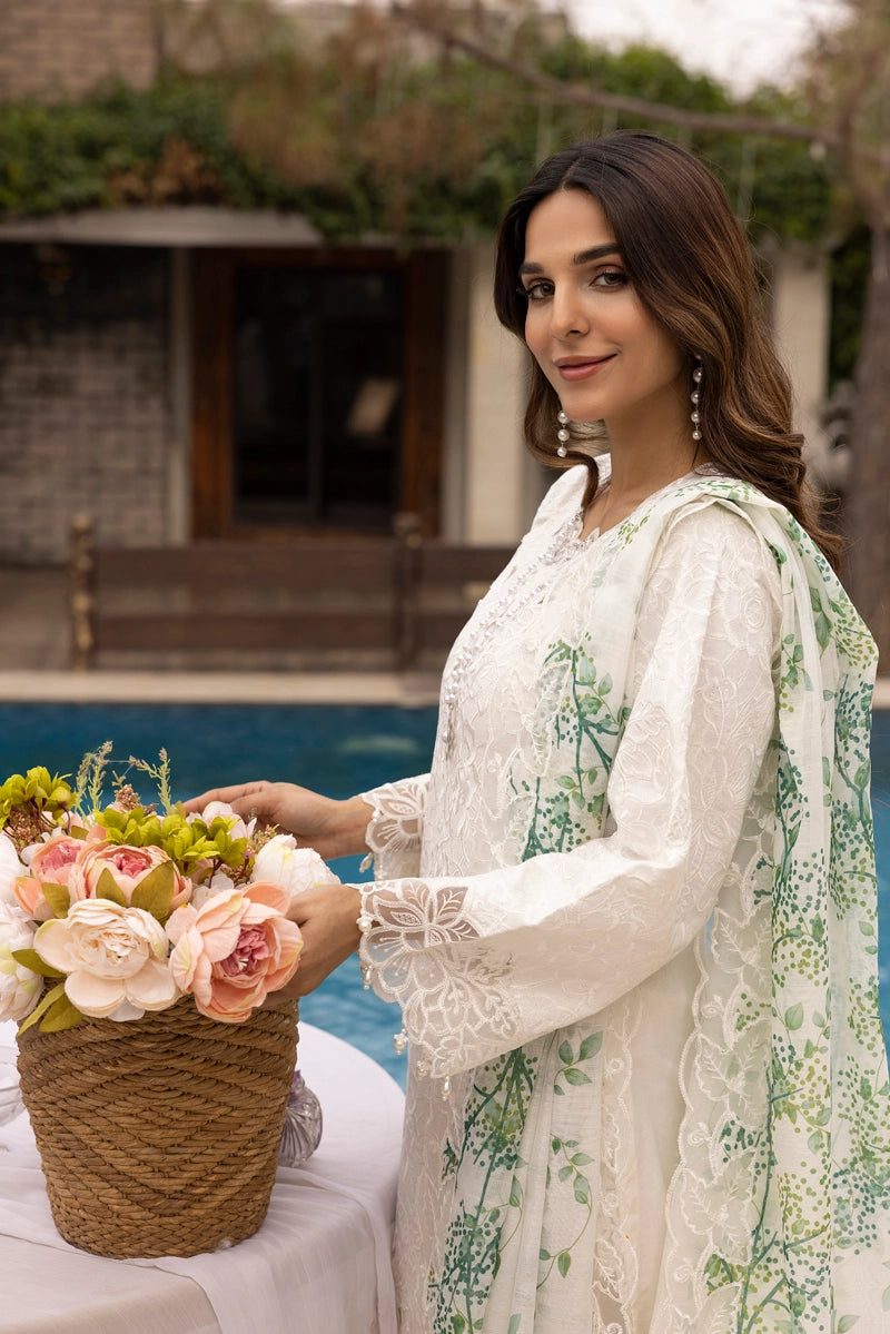 Ivana Luxe Chikan Embroidered 3 Piece Outfit With Net Dupatta AL1000