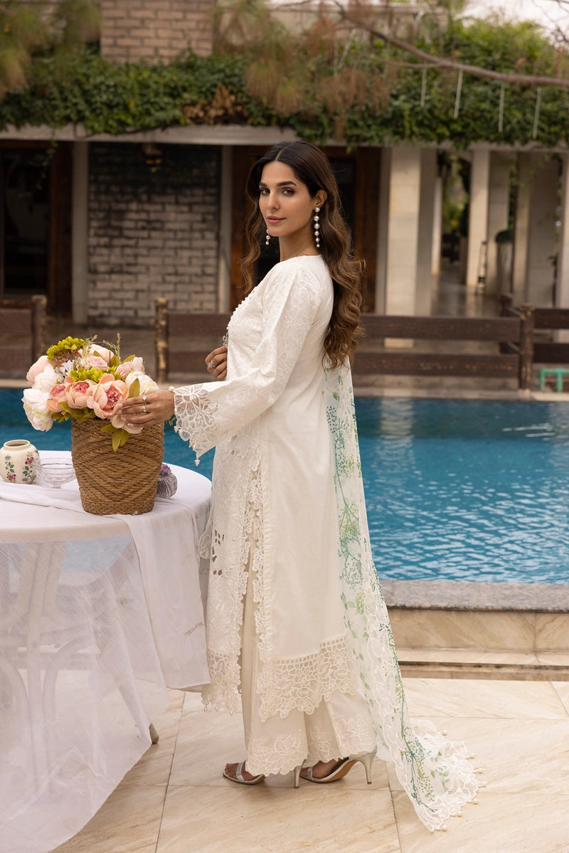 Ivana Luxe Chikan Embroidered 3 Piece Outfit With Net Dupatta AL1000