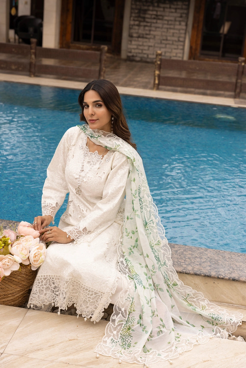 Ivana Luxe Chikan Embroidered 3 Piece Outfit With Net Dupatta AL1000
