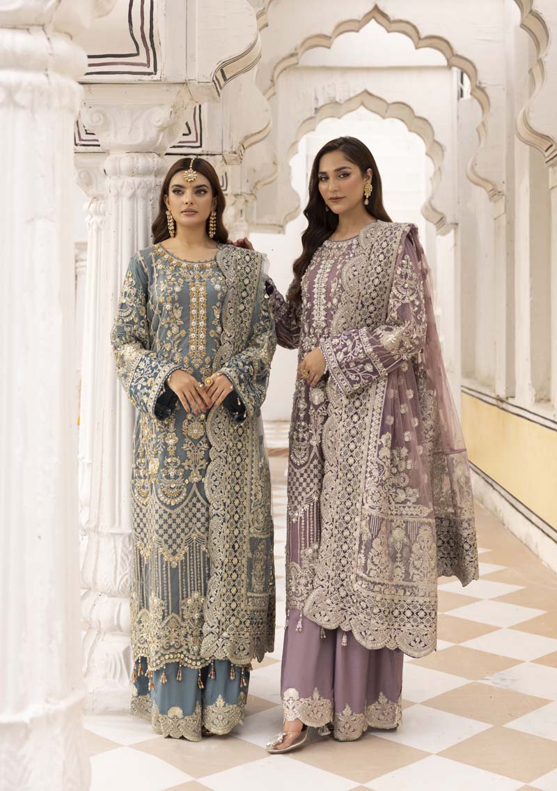 Imrozia Premium Inspired Embroidered 3 Piece Green Palazzo Wedding Outfit - Desi Posh