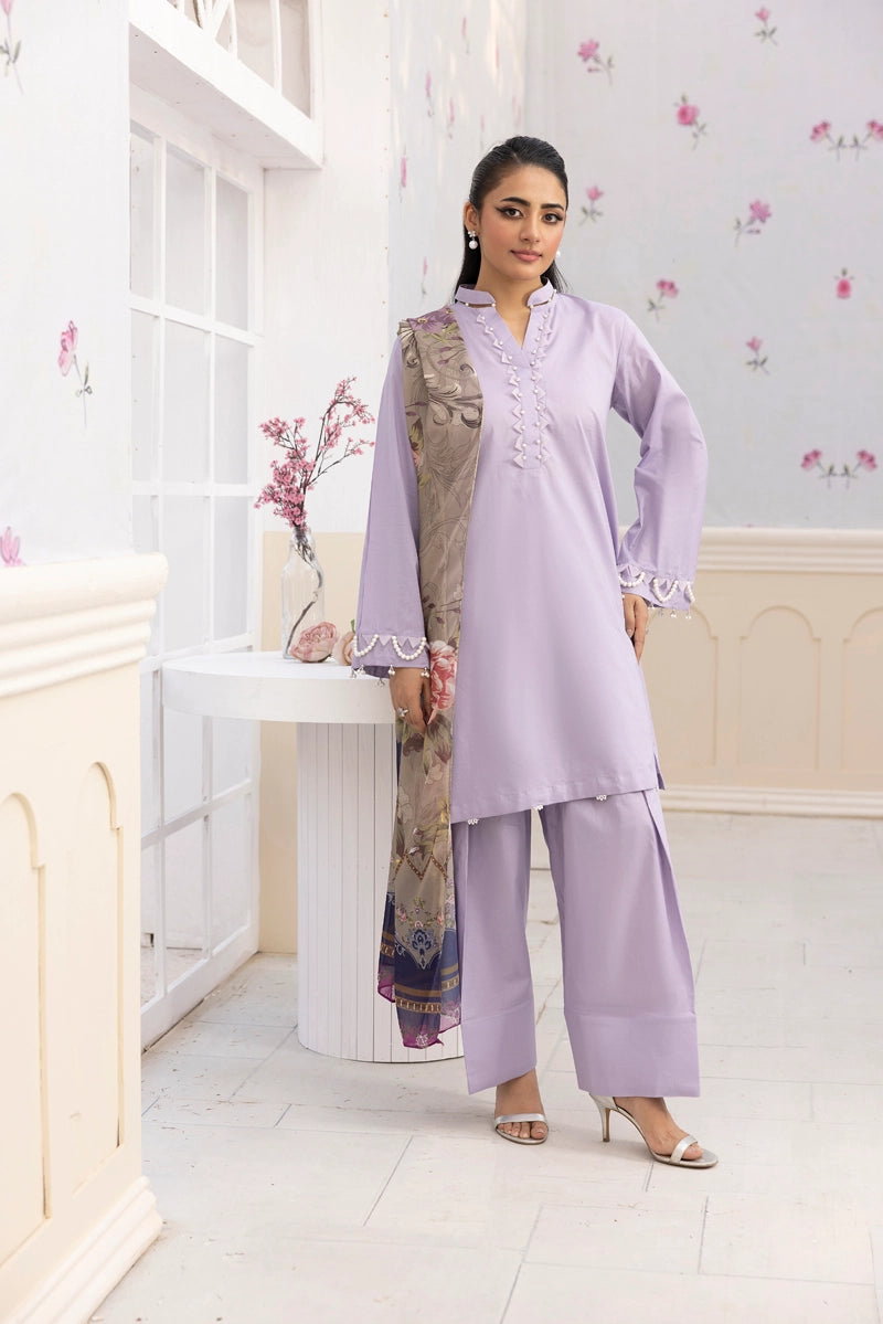 Nakhra 3 Piece Lilac Suit with Digital Print Silk Dupatta PPD2503