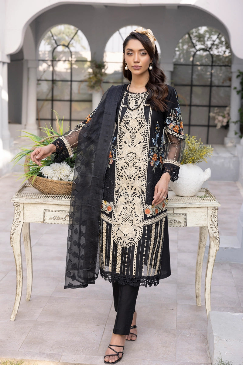 maria b black chiffon dress MARIA.B Chiffons Unstitched Collection 2024 Partywear Collection