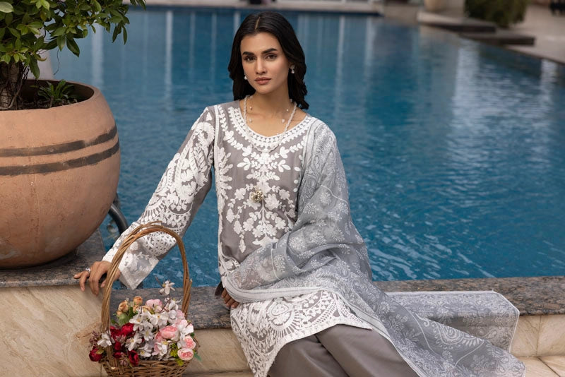 Jannat Farshi Salwar Ladies Linen Grey Embroidered Eid Outfit