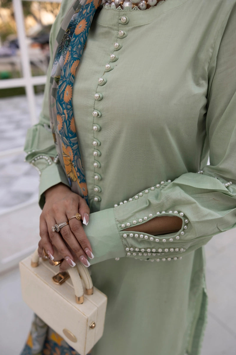 Nakhra 3 Piece Green Suit with Digital Print Silk Dupatta PPD2502