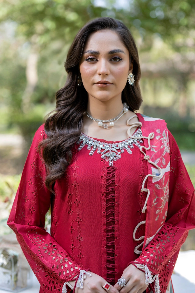 Ivana Luxury Maroon Chikan Kari Embroidered Desi Eid Outfit SIG18 - Desi Posh