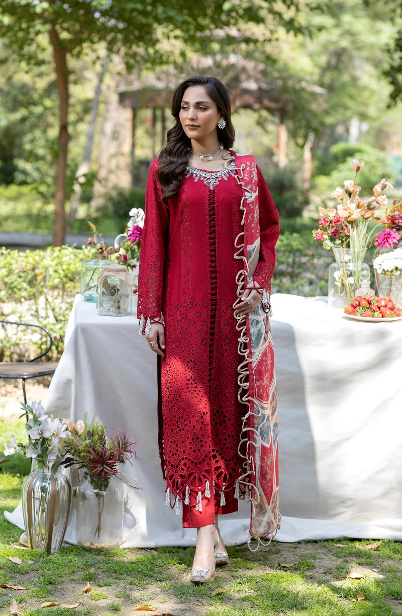 Ivana Luxury Maroon Chikan Kari Embroidered Desi Eid Outfit SIG18 - Desi Posh