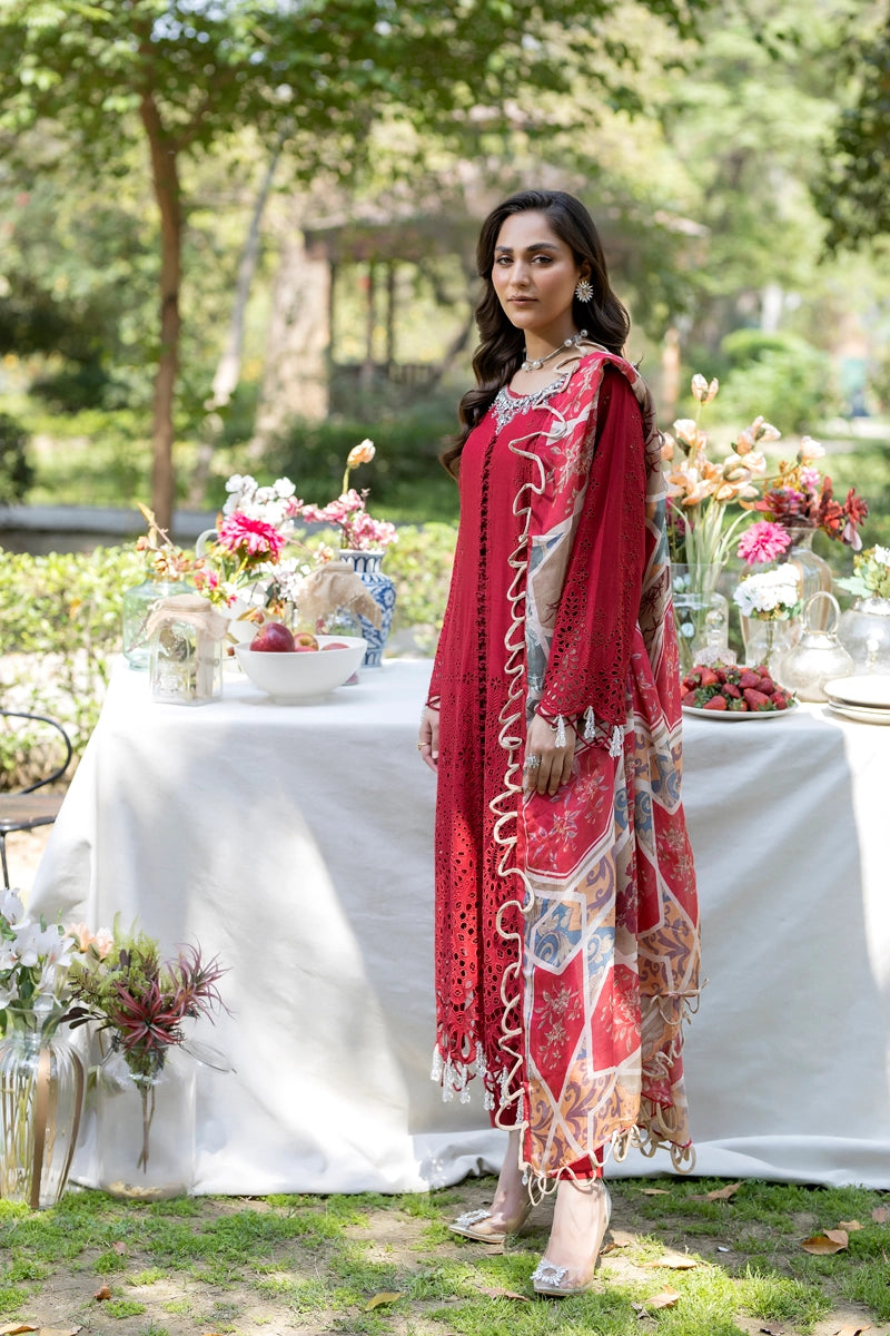 Ivana Luxury Maroon Chikan Kari Embroidered Desi Eid Outfit SIG18 - Desi Posh