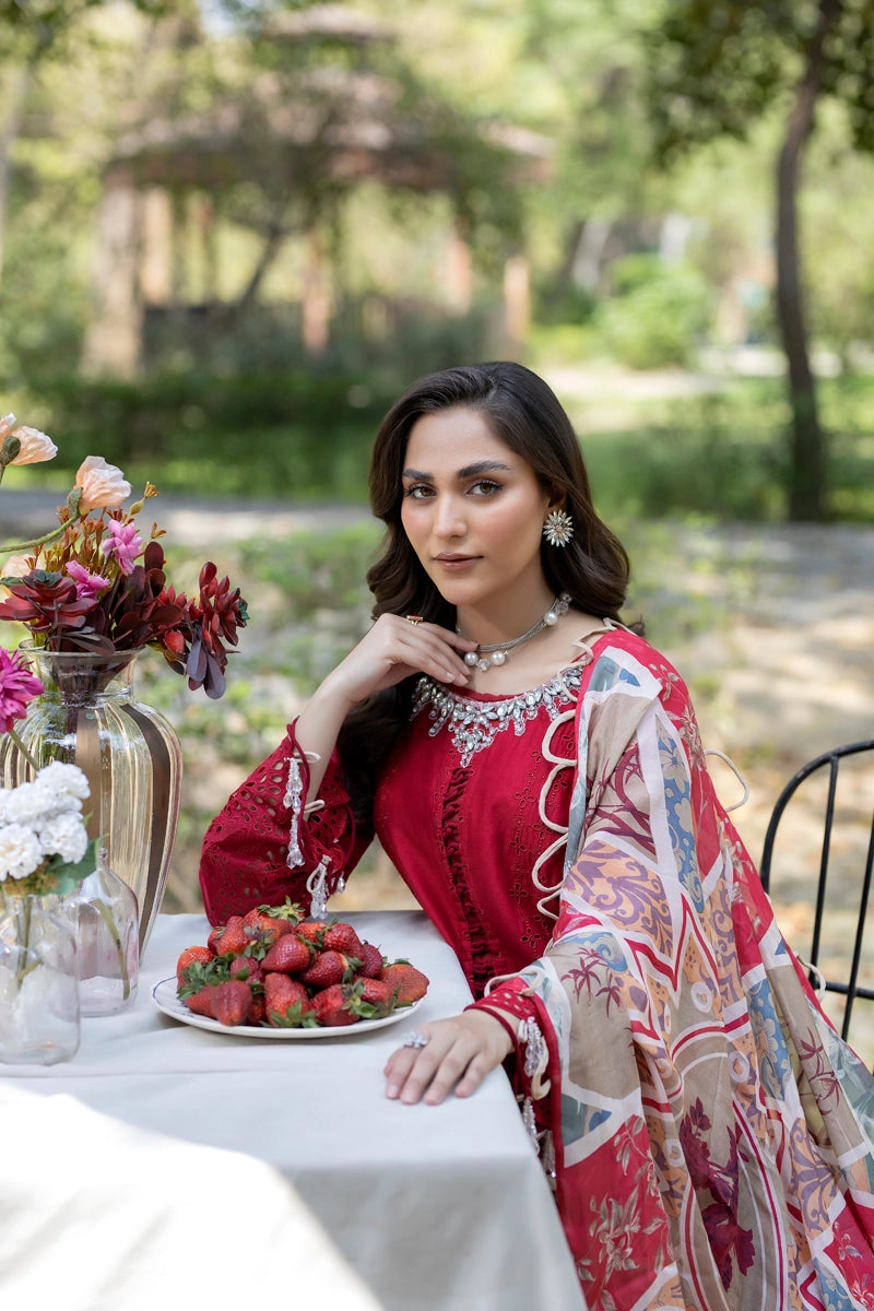 Ivana Luxury Maroon Chikan Kari Embroidered Desi Eid Outfit SIG18 - Desi Posh