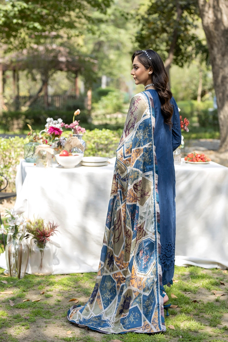 Ivana Luxury Teal Blue Chikan Kari Embroidered Desi Eid Outfit SIG19 - Desi Posh