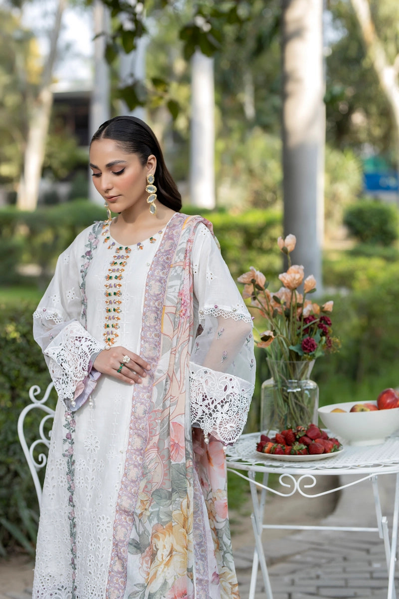Ivana Luxury White Chikan Kari Embroidered Desi Eid Outfit SIG13 - Desi Posh