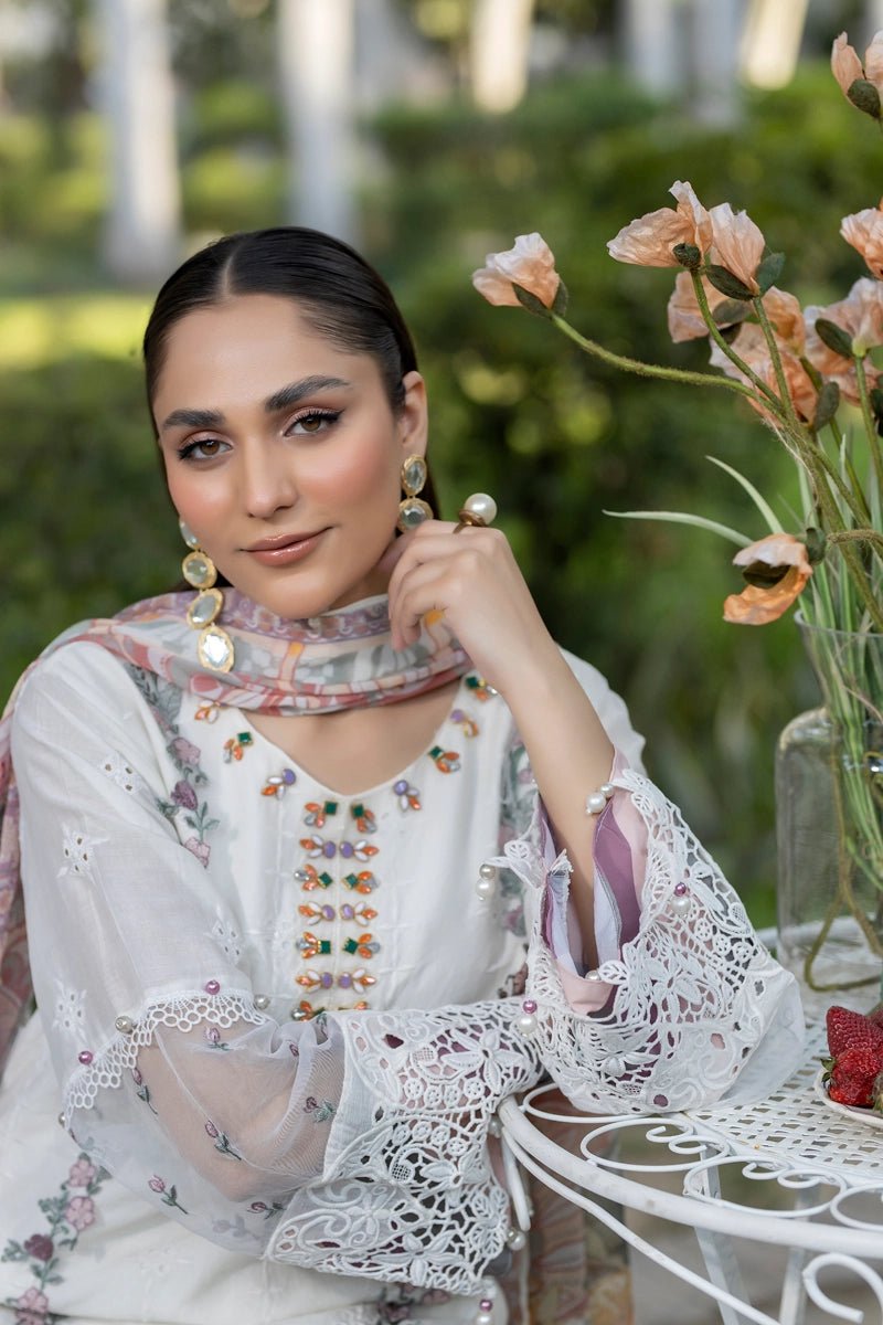 Ivana Luxury White Chikan Kari Embroidered Desi Eid Outfit SIG13 - Desi Posh