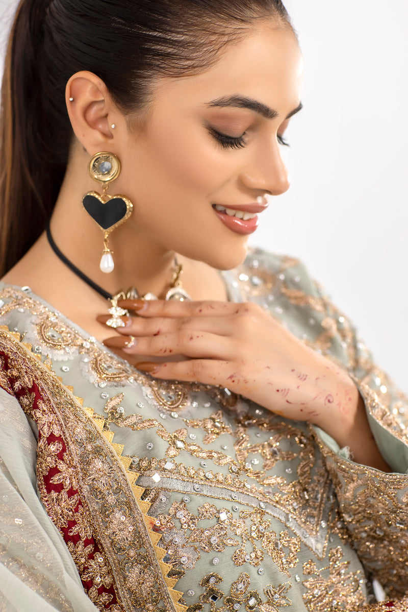 Ladies Pakistani Designer Formal Mint Wedding Suit With Clutch bag - Desi Posh