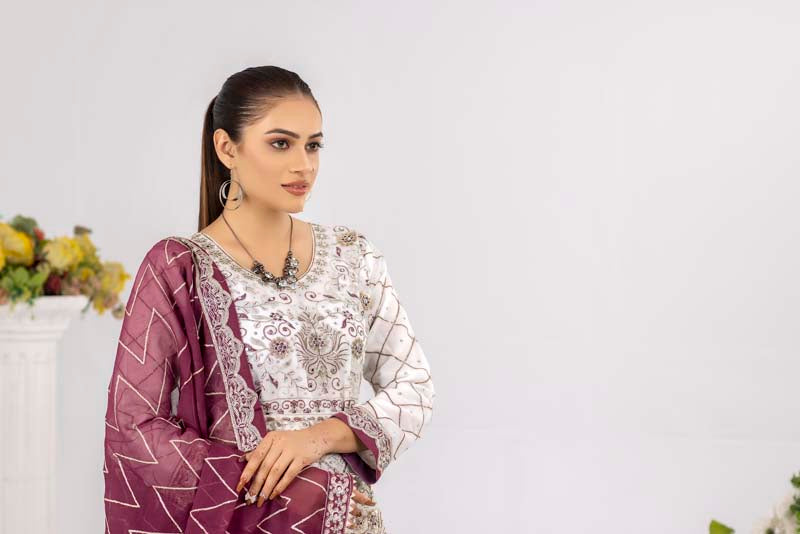 Simrans Formal White Ladies Long Gown Suit - Desi Posh