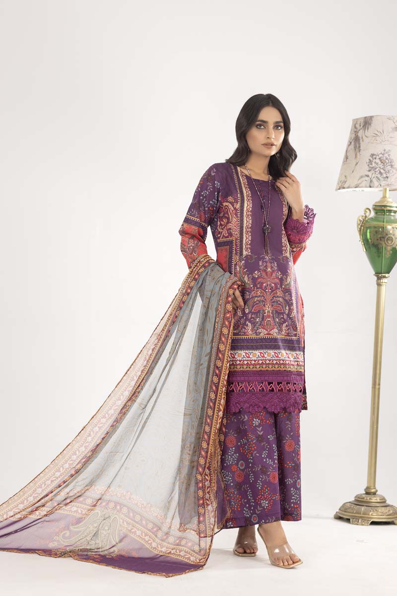 Maria B Inspired M.Prints 3 Piece Lawn Outfit MD03 - Desi Posh