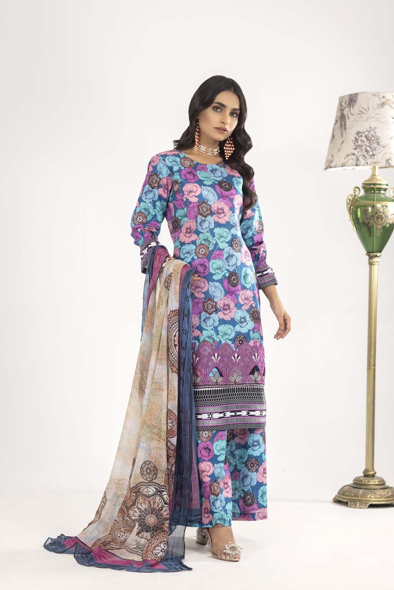 Maria B Inspired M.Prints 3 Piece Lawn Outfit MD02 - Desi Posh