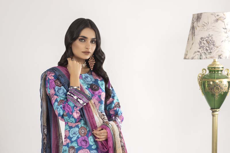 Maria B Inspired M.Prints 3 Piece Lawn Outfit MD02 - Desi Posh