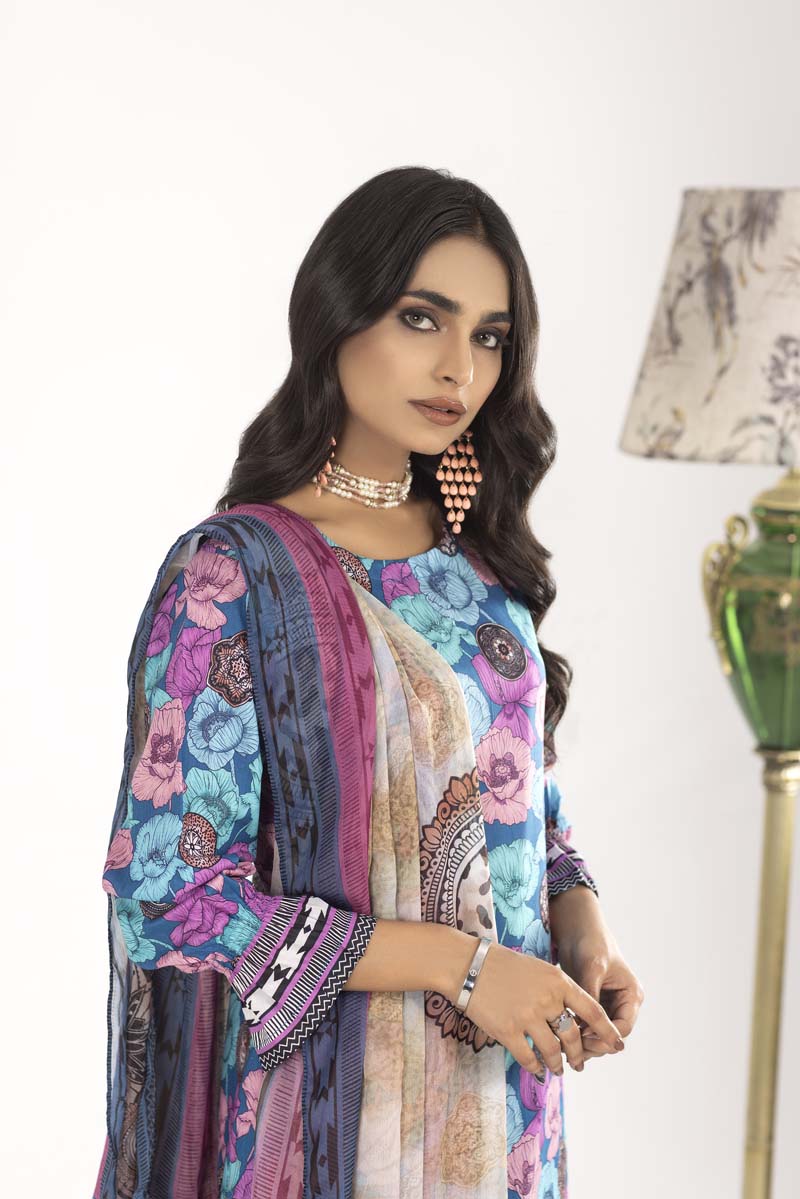 Maria B Inspired M.Prints 3 Piece Lawn Outfit MD02 - Desi Posh