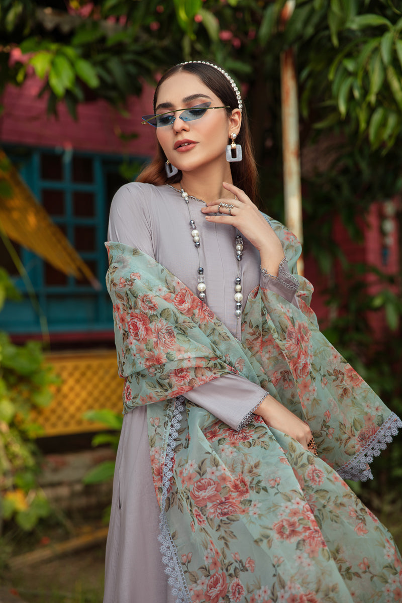 Nakhra 3 Piece Lawn Suit with Net Dupatta DC01 - Desi Posh