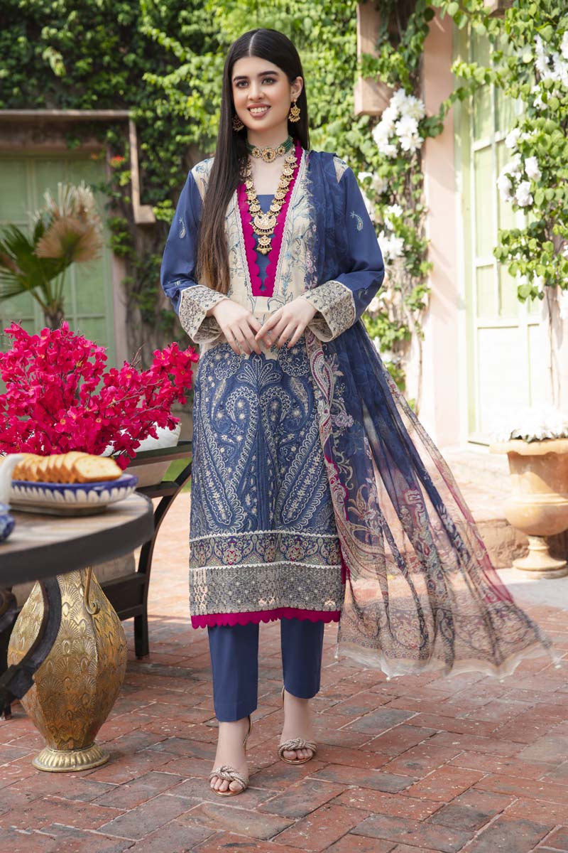 Fiesta Mother & Daughter Ladies Readymade Blue Lawn Outfit - Desi Posh