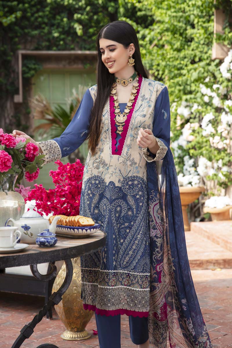 Fiesta Mother & Daughter Ladies Readymade Blue Lawn Outfit - Desi Posh