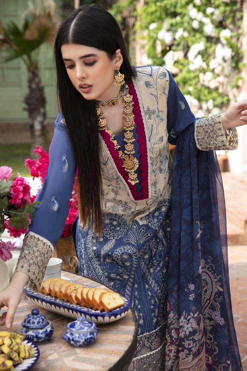 Fiesta Mother & Daughter Ladies Readymade Blue Lawn Outfit - Desi Posh