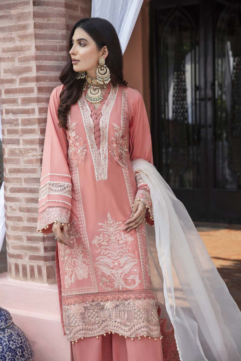 Fiesta Mother & Daughter Ladies Readymade Peach Lawn Outfit - Desi Posh