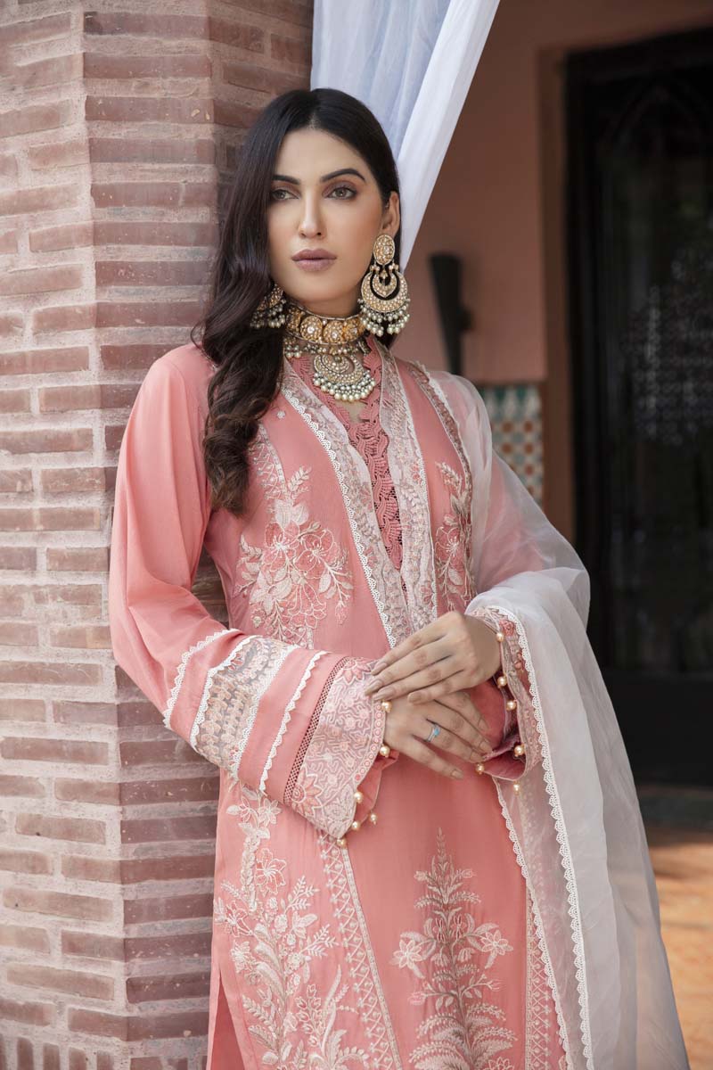 Fiesta Mother & Daughter Ladies Readymade Peach Lawn Outfit - Desi Posh