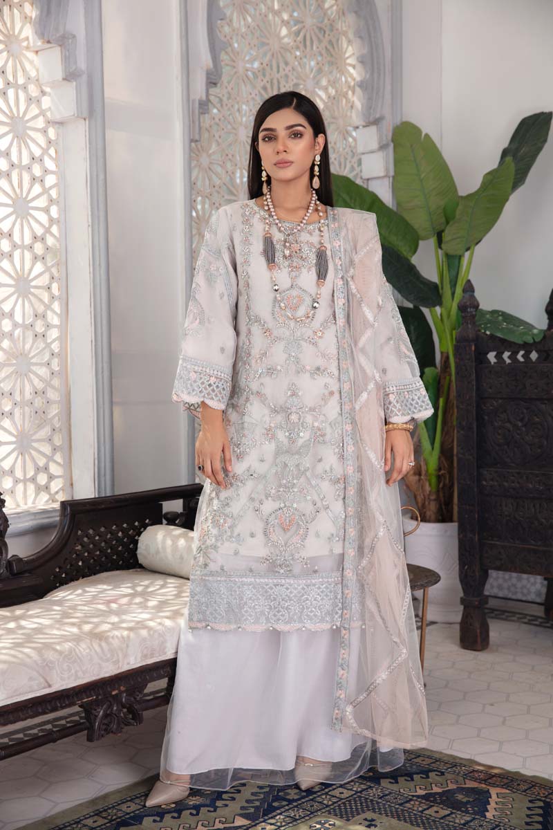 Aroosh Luxury Embroidered 3 Piece Wedding Lengha Outfit - Desi Posh
