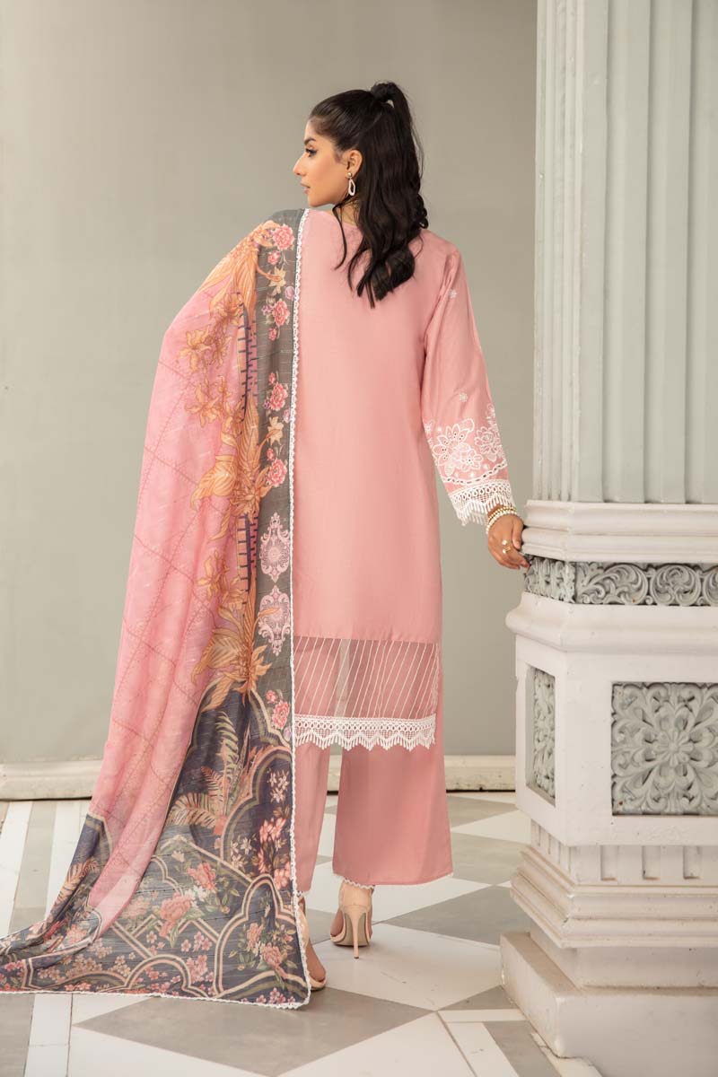 Kohaar Chikan Kari Luxe 3 Piece Cotton Spring Outfit Mauve - Desi Posh