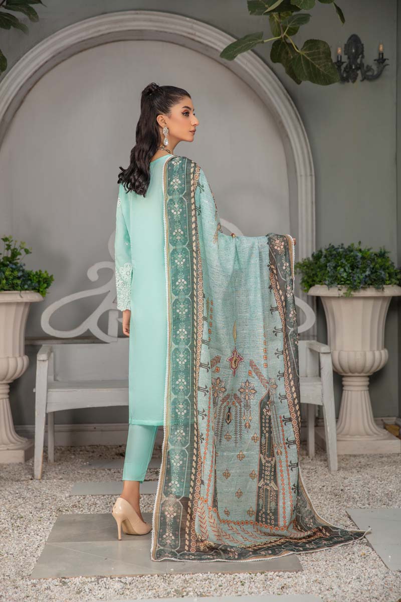 Kohaar Chikan Kari Luxe 3 Piece Cotton Spring Outfit Mint - Desi Posh