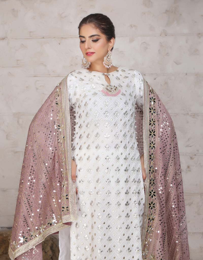Imrozia Inspired Riwayat Embroidered Pink and Green 3 Piece Wedding Outfit - Desi Posh