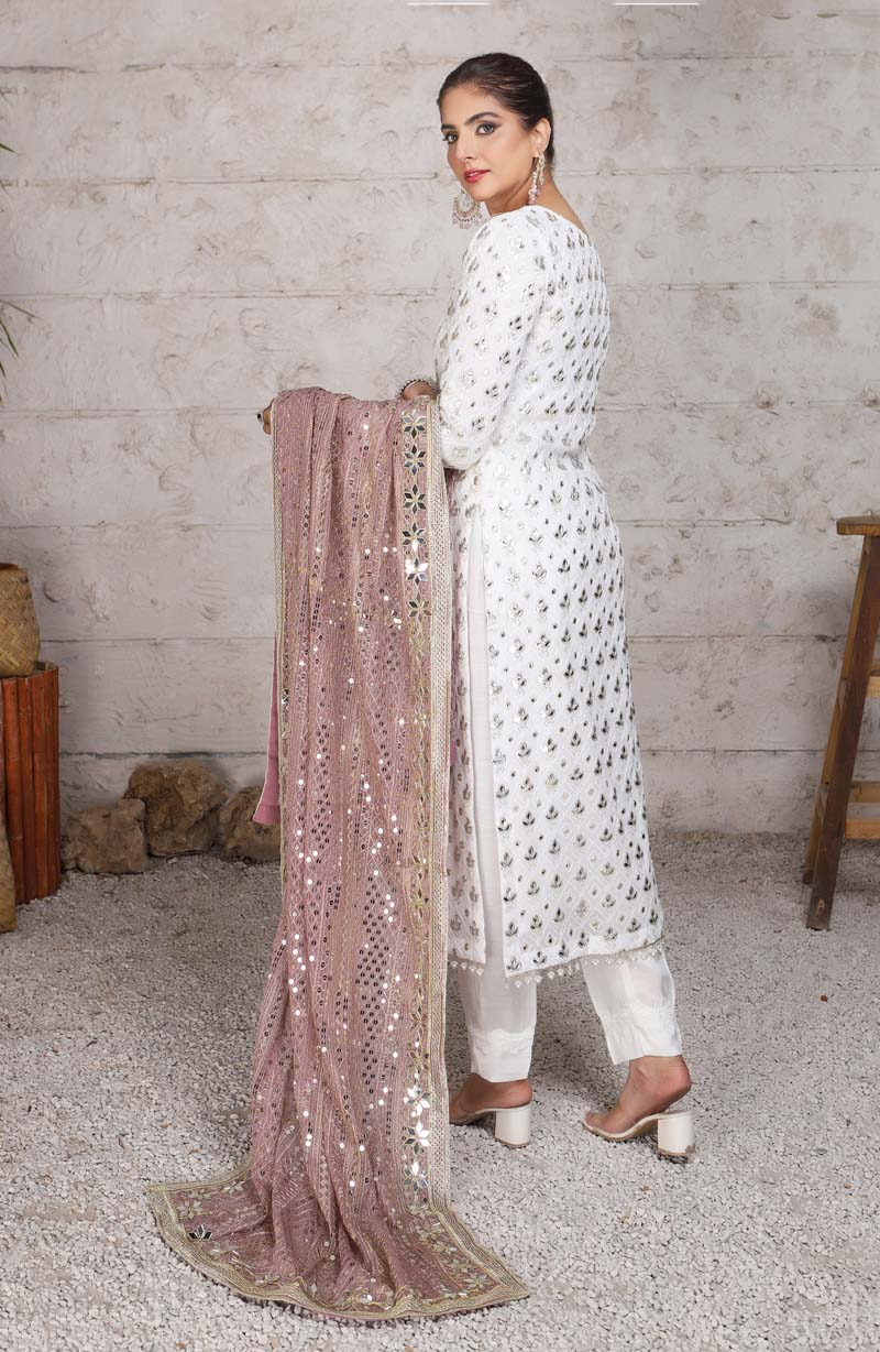 Imrozia Inspired Riwayat Embroidered Pink and Green 3 Piece Wedding Outfit - Desi Posh