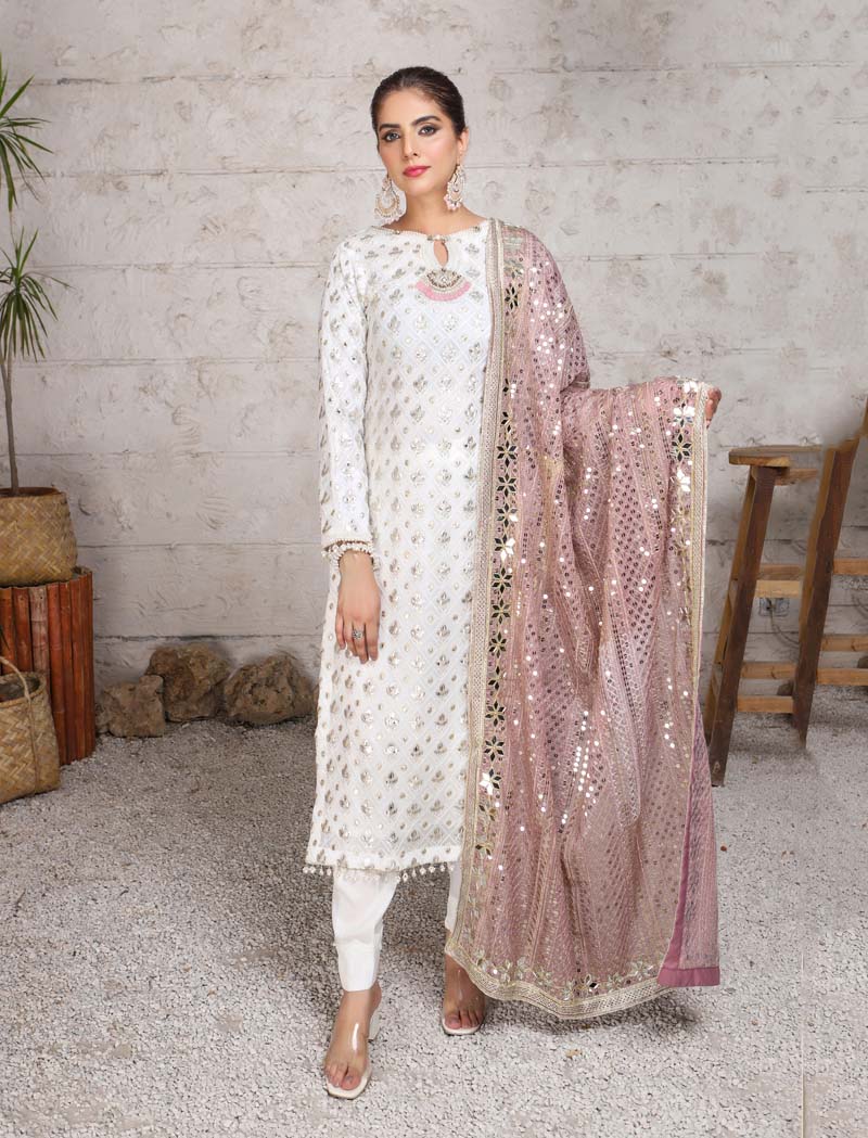 Imrozia Inspired Riwayat Embroidered Pink and Green 3 Piece Wedding Outfit - Desi Posh