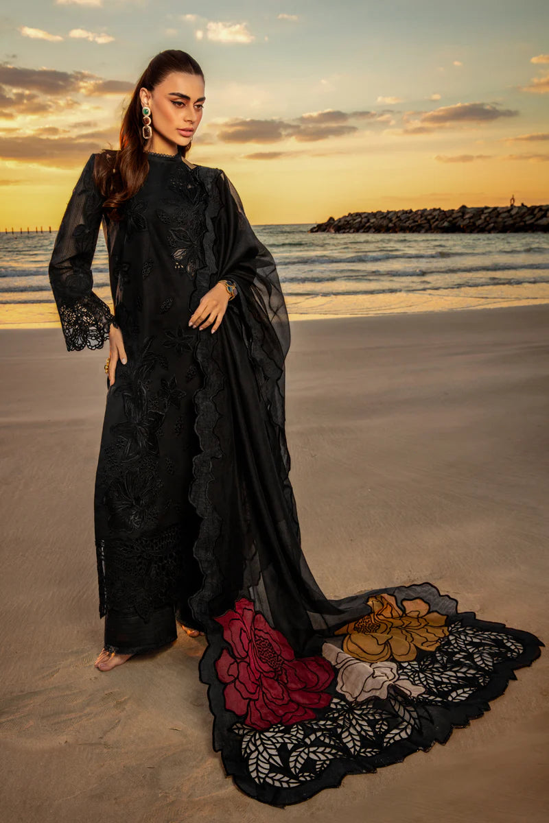 Rang Rasiya Rameen Inspired Embroidered Black 3 Piece Outfit - Desi Posh