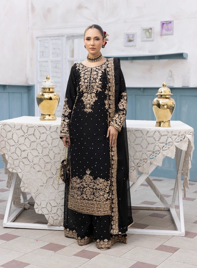 Aliyah Wedding Collection Ladies Chiffon Sharara Black Oufit
