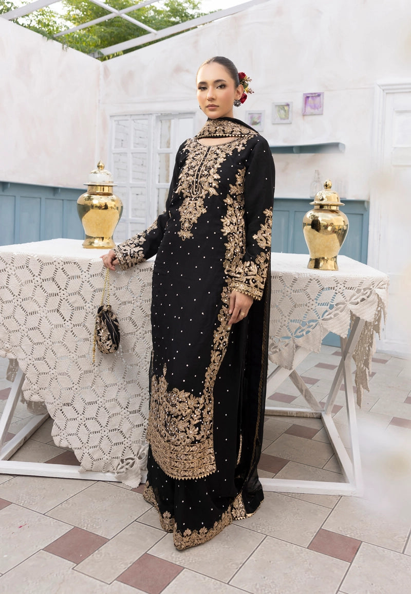 Aliyah Wedding Collection Ladies Chiffon Sharara Black Oufit