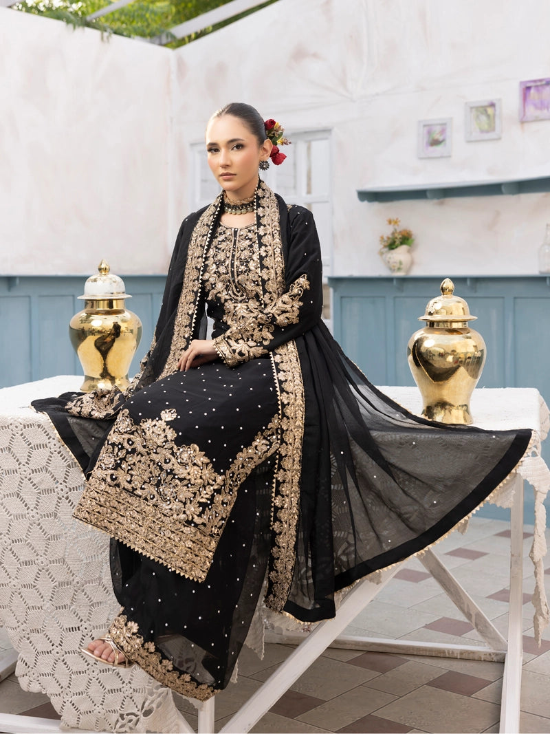 Aliyah Wedding Collection Ladies Chiffon Sharara Black Oufit