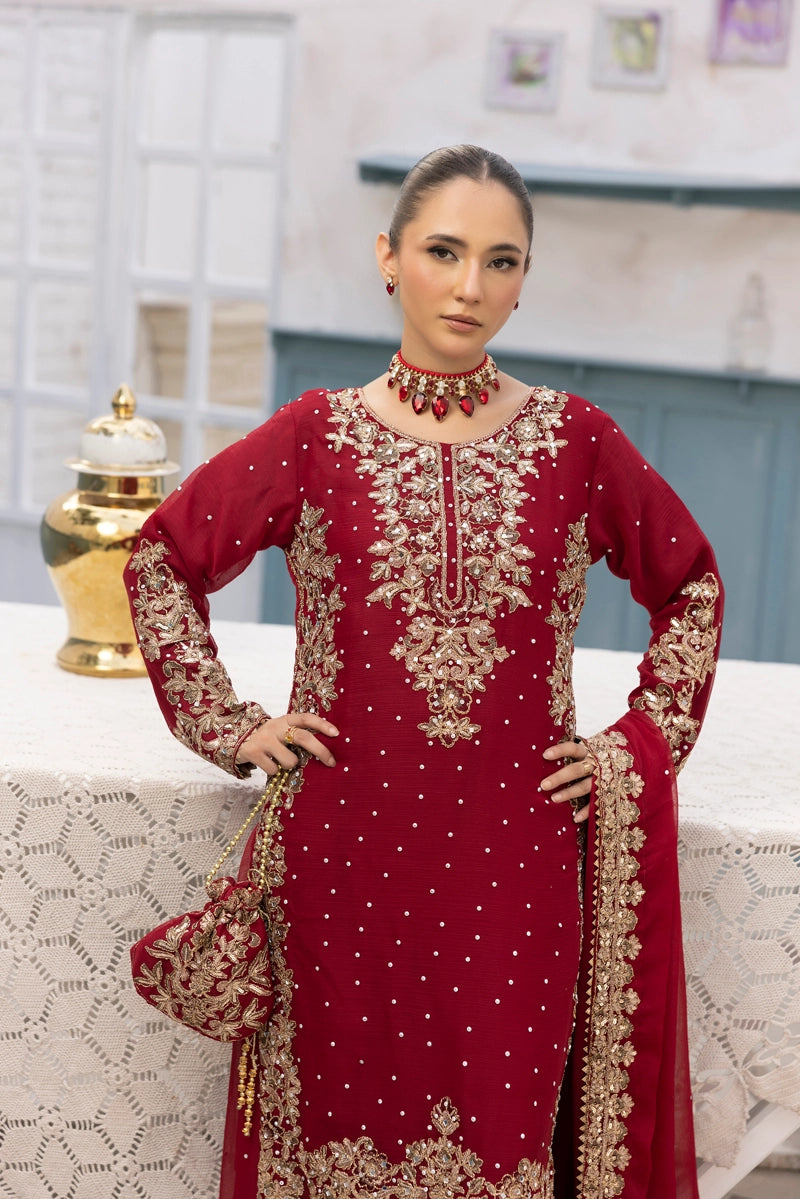 Aliyah Wedding Collection Ladies Chiffon Sharara Maroon Oufit