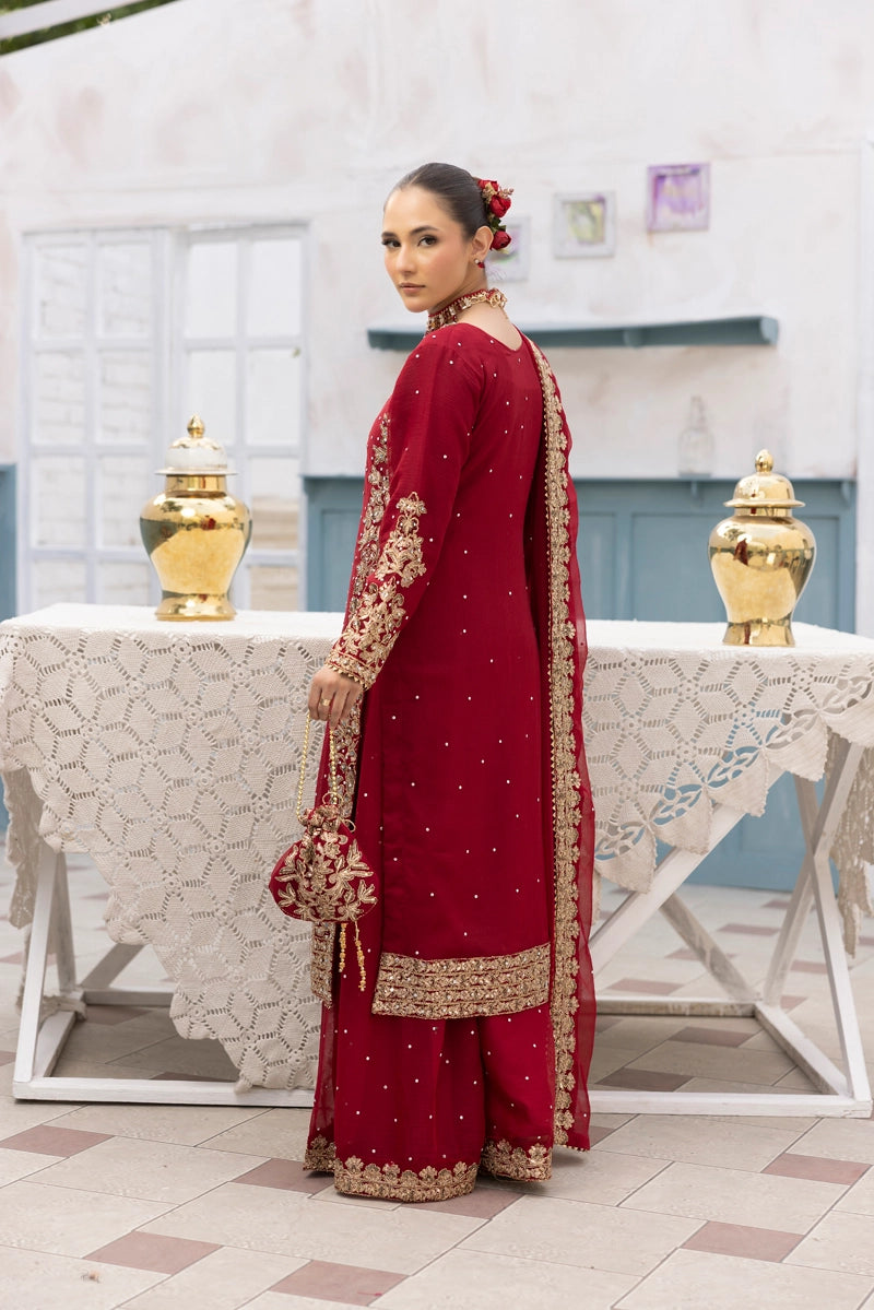 Aliyah Wedding Collection Ladies Chiffon Sharara Maroon Oufit